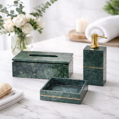 Luxury Green Marble Bathroom Essentials Combo
