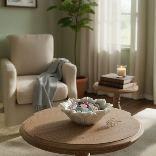 White Marble Sculpted Edge Bowl