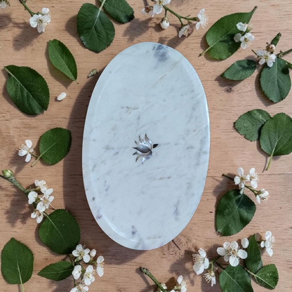 Pearl Petal Marble Inlay Tray