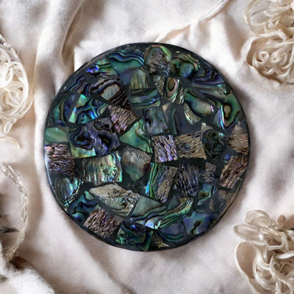Ocean Shell Wooden Inlay Round Coasters