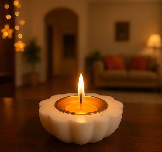 Flower Shape Marble Diya