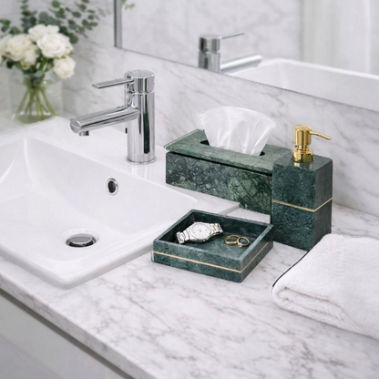 Luxury Green Marble Bathroom Essentials Combo