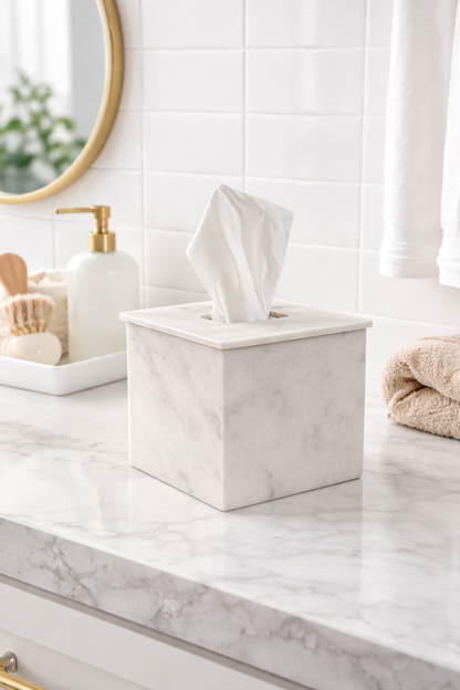 Square Marble Tissue Box Cover