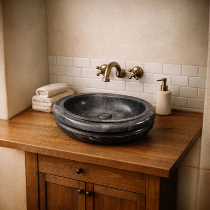 Prakriti Round Black Marble Basin