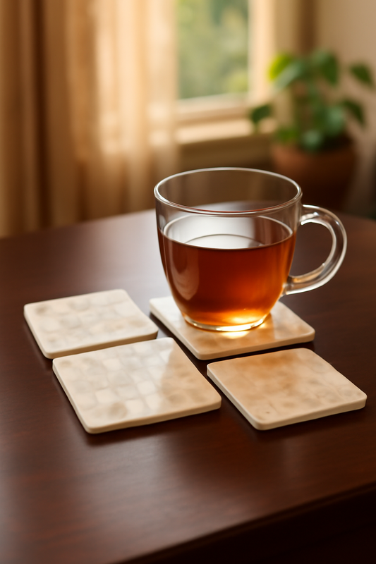 Mother of Pearl Squar Wooden Coaster Set