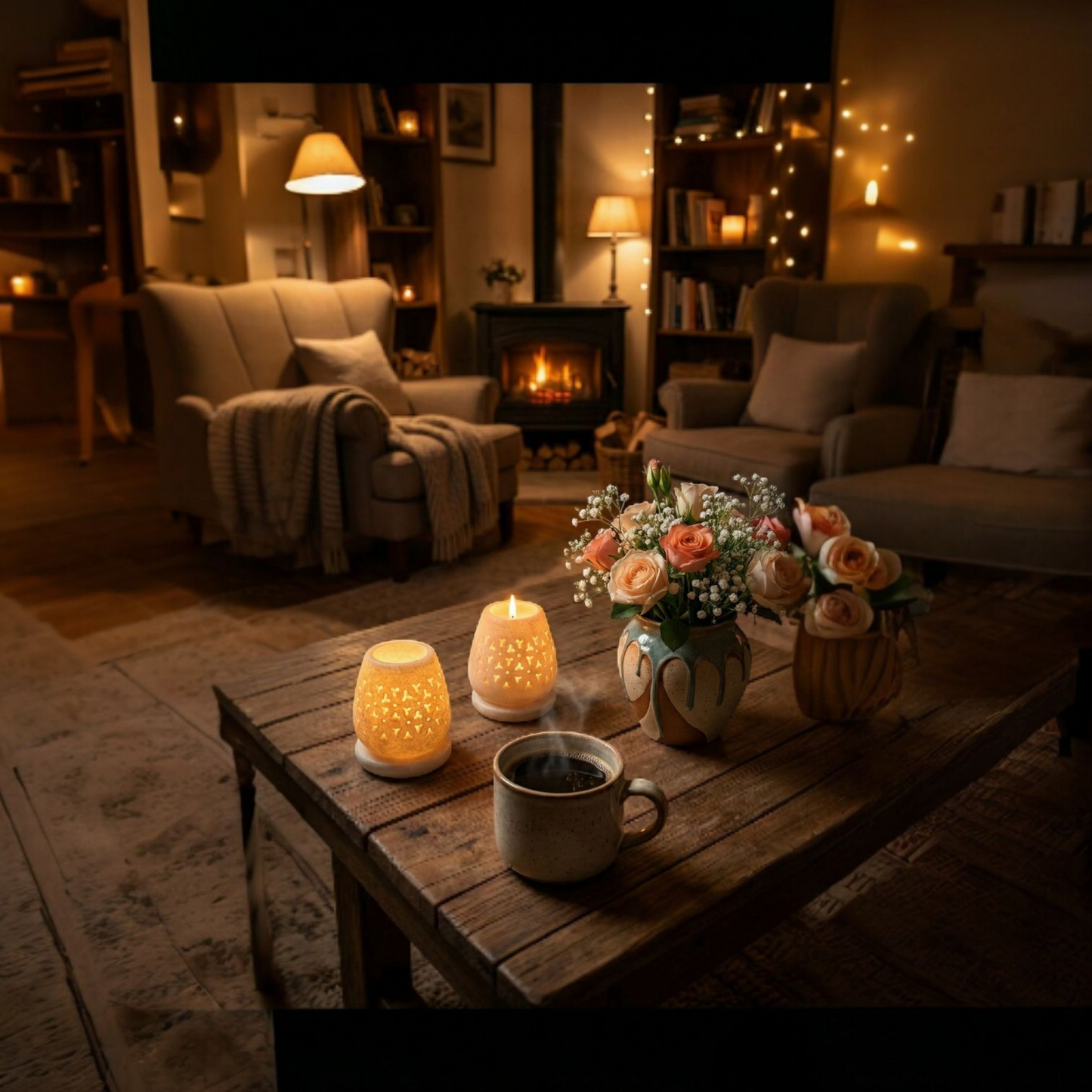 Soft Glow White Marble Stone Candle Holders  With Base