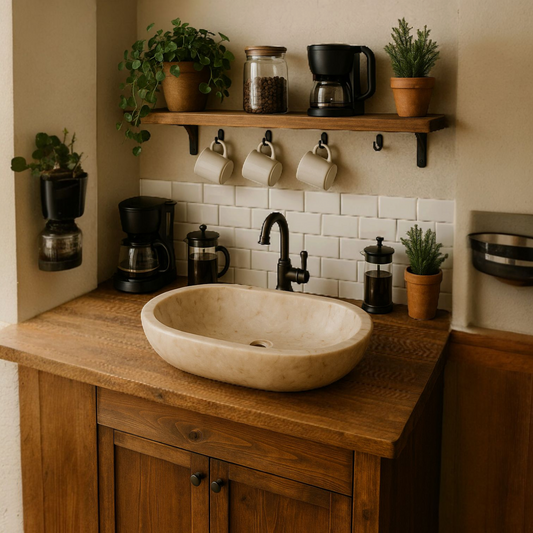 NatureCraft Oval Countertop Marble Basin