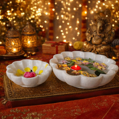 Marble Flower Shape Bowl (Small )