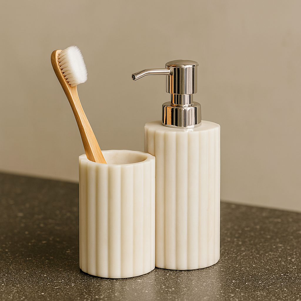 Luxe White Marble Bathroom Accessory Set
