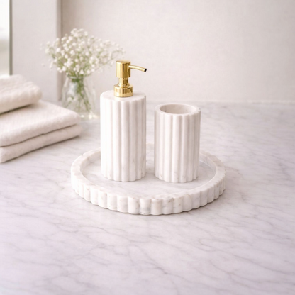 Luxe White Marble Bathroom Accessory Set