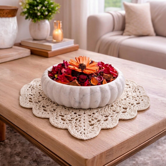 JJM-Marble Fluted Decorative Bowl for Table Styling