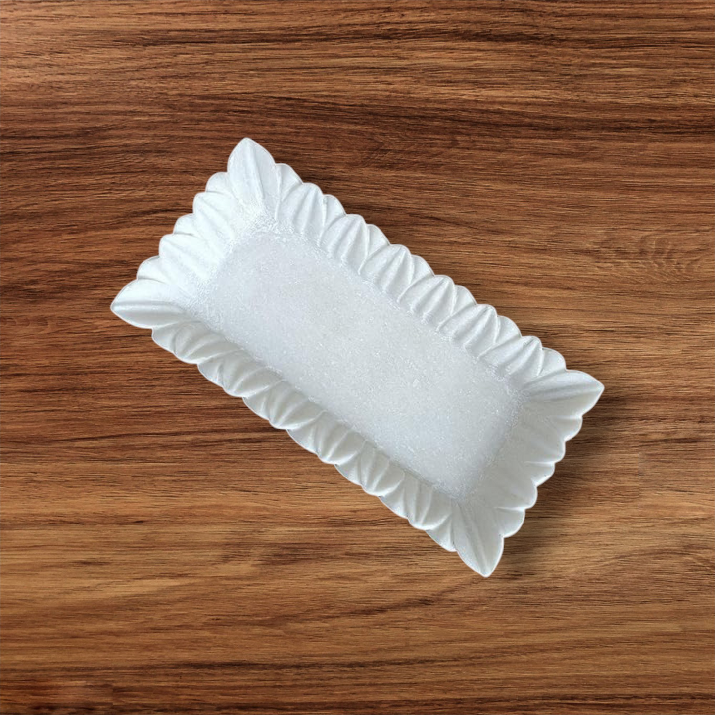 White Marble Ruffle wave ribbed fruit bowl/tray.