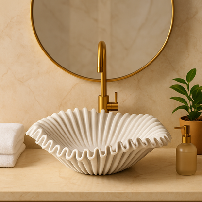 Sculpted Shell Marble Basin