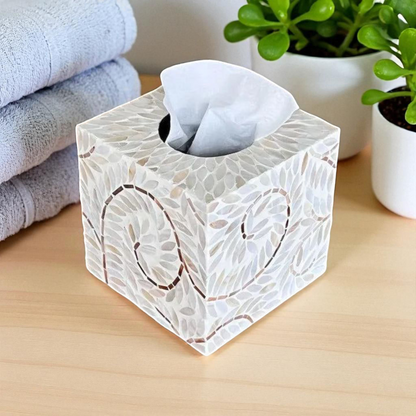Elegant Mother of Pearl Mosaic Tissue Box