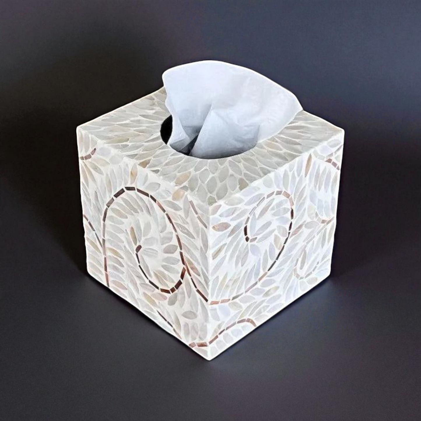 Elegant Mother of Pearl Mosaic Tissue Box