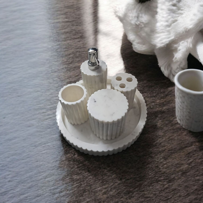 Luxe White Marble Bathroom Accessory Set