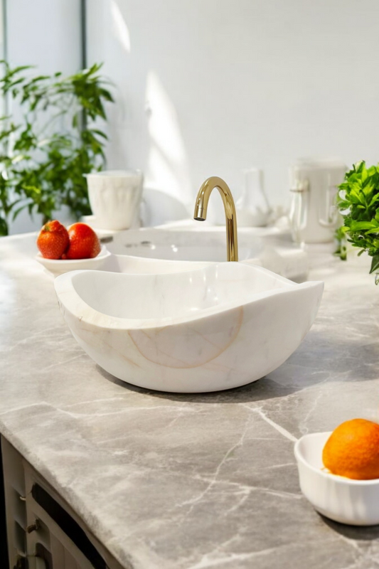 Ivory Curve Marble Basin – Natural Stone Luxury