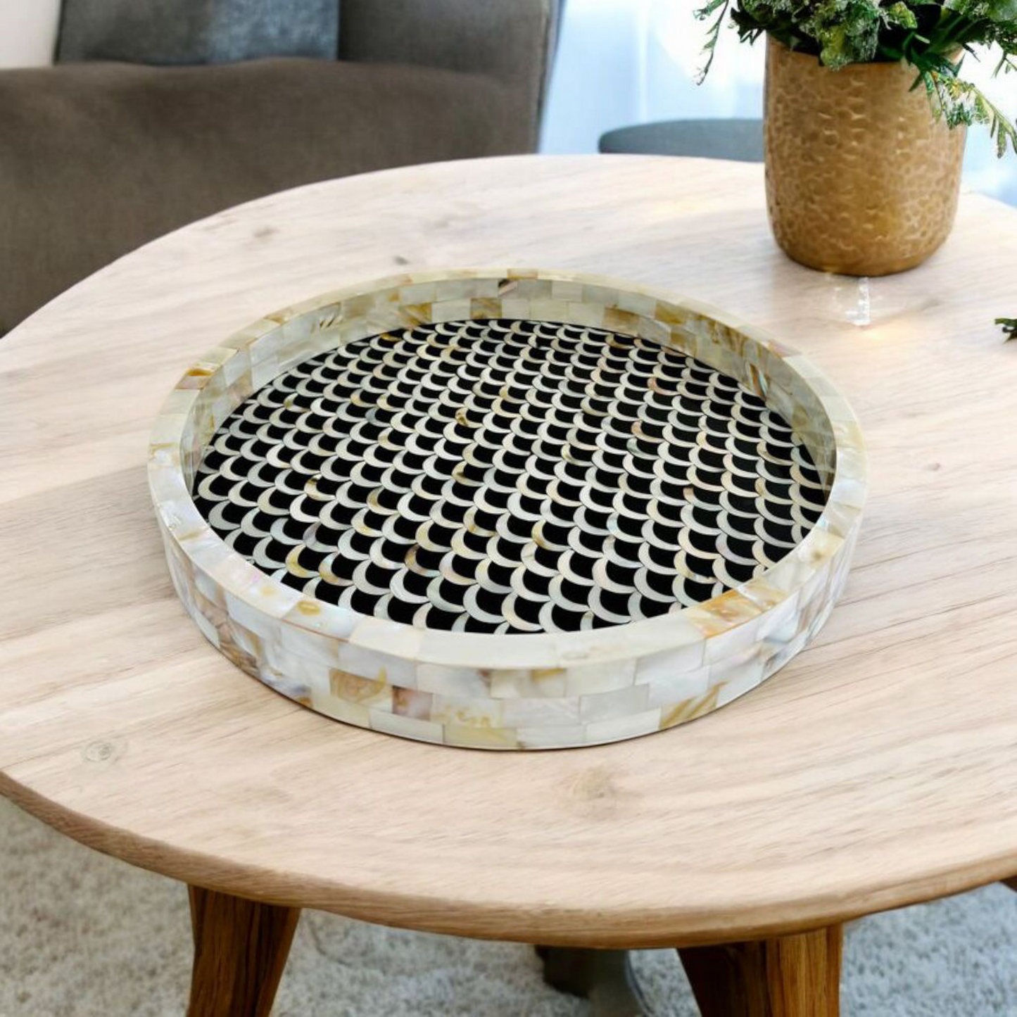 Eclipse Wooden Mother of Pearl Inlay Tray