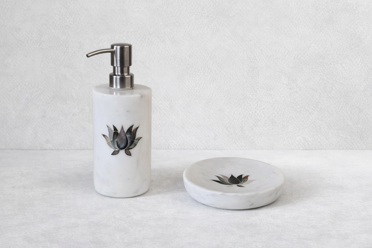 Elegant Marble Soap Dispenser & Soap Tray