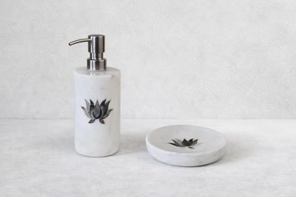 Elegant Marble Soap Dispenser & Soap Tray