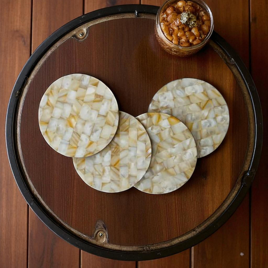 LustreCraft Mother of Pearl Wooden Inlay Coasters
