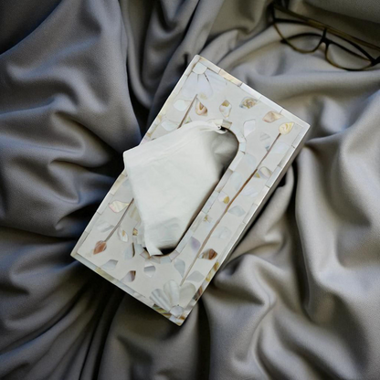 Elora White & Golden Glow Mother of Pearl Inlay Tissue Box