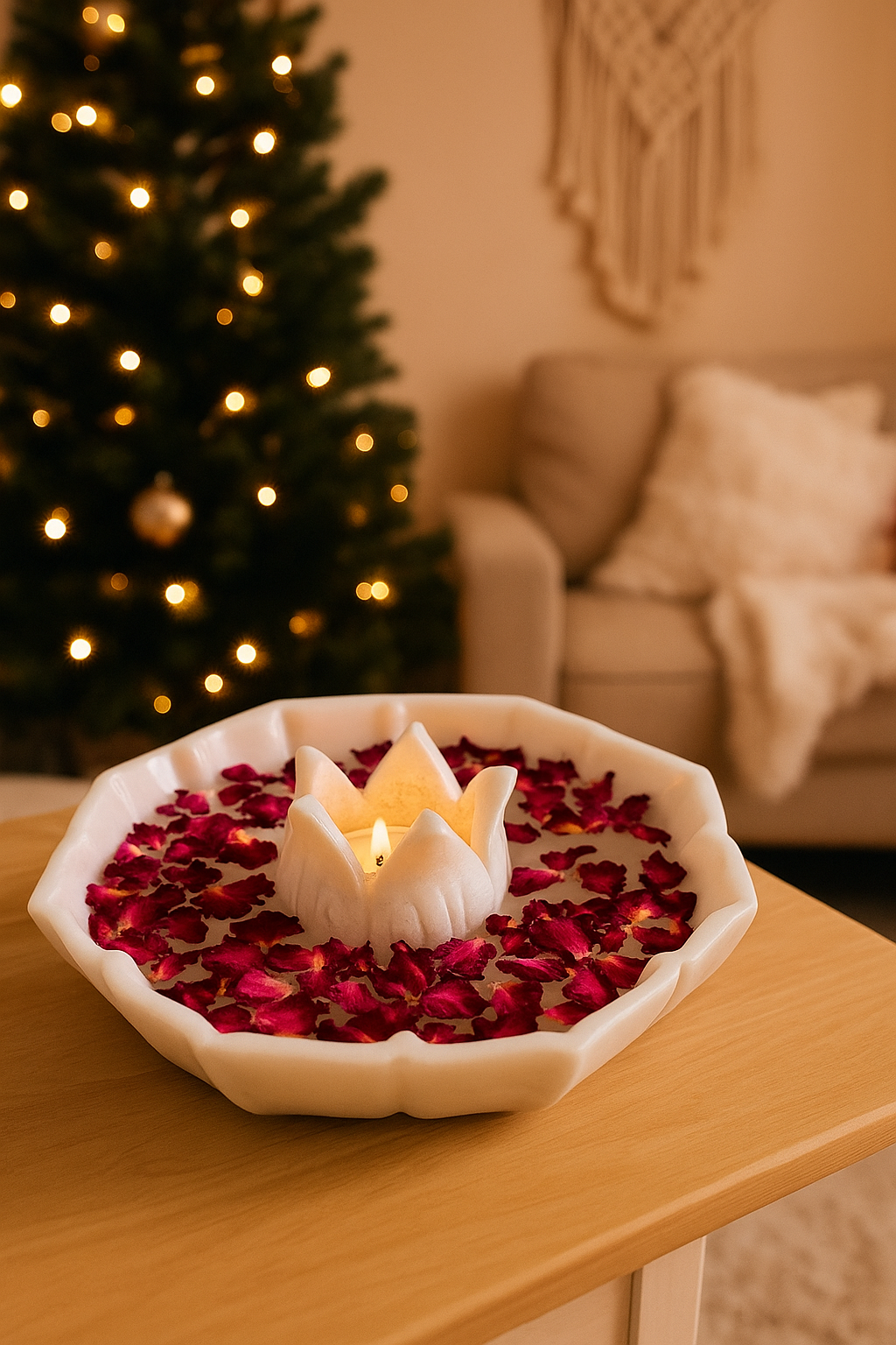 Lotus Glow Marble Decor Bowl Set