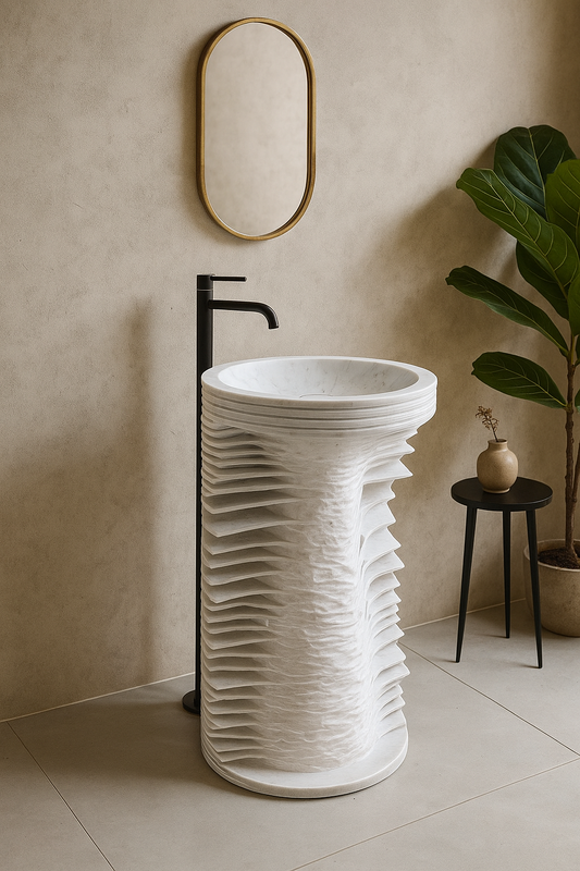 JJ - PB 02 Marble Pedestal Basin