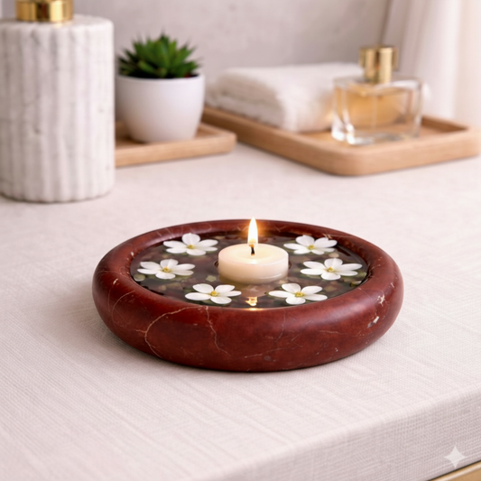 Red Marble Urli Bowl