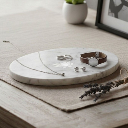 Pearl Petal Marble Inlay Tray