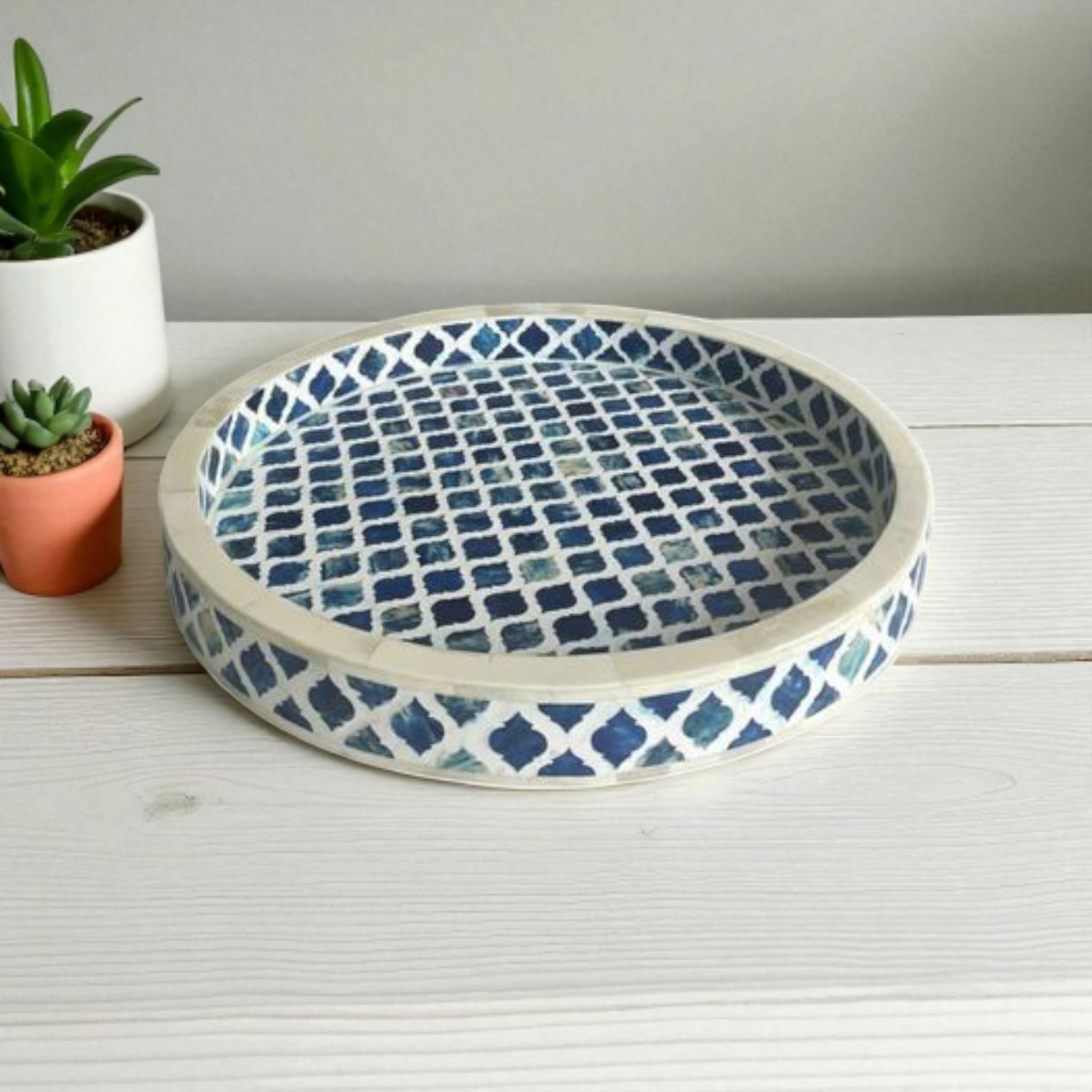 Moroccan Wooden Mother of Pearl Tray