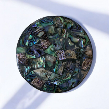 Ocean Shell Wooden Inlay Round Coasters