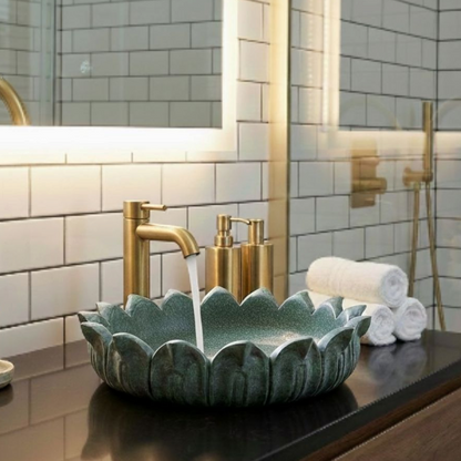 JJM-Verdant Lotus Green Marble Basin
