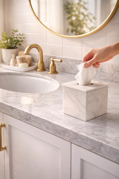 Square Marble Tissue Box Cover