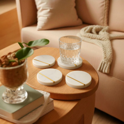 Elegant Round White Marble Coasters