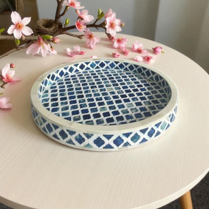Moroccan Wooden Mother of Pearl Tray