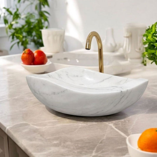 JJM-Ivory Curve Marble Basin – Natural Stone Luxury