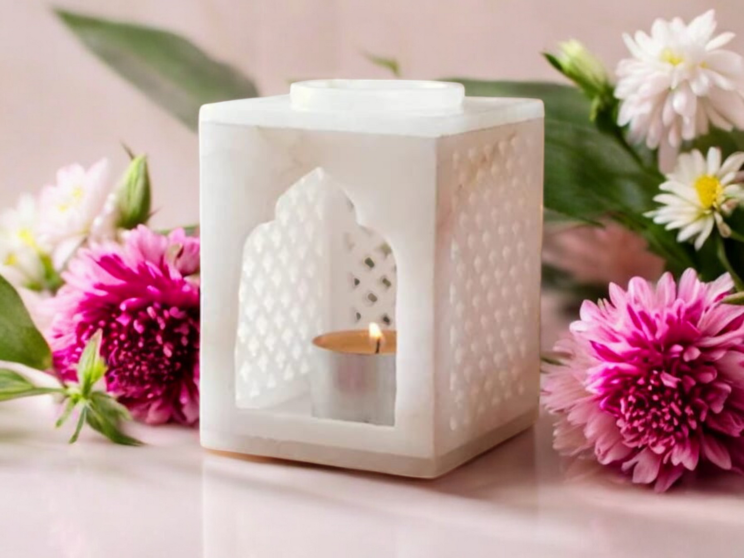 Marble Jaali T-light Holder as an aroma diffuser