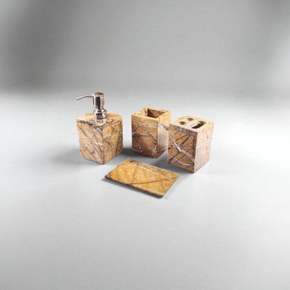 Luxury Brown Marble Bathroom Accessory Set