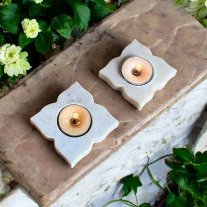 Tranquil Glow Marble Candle Holder