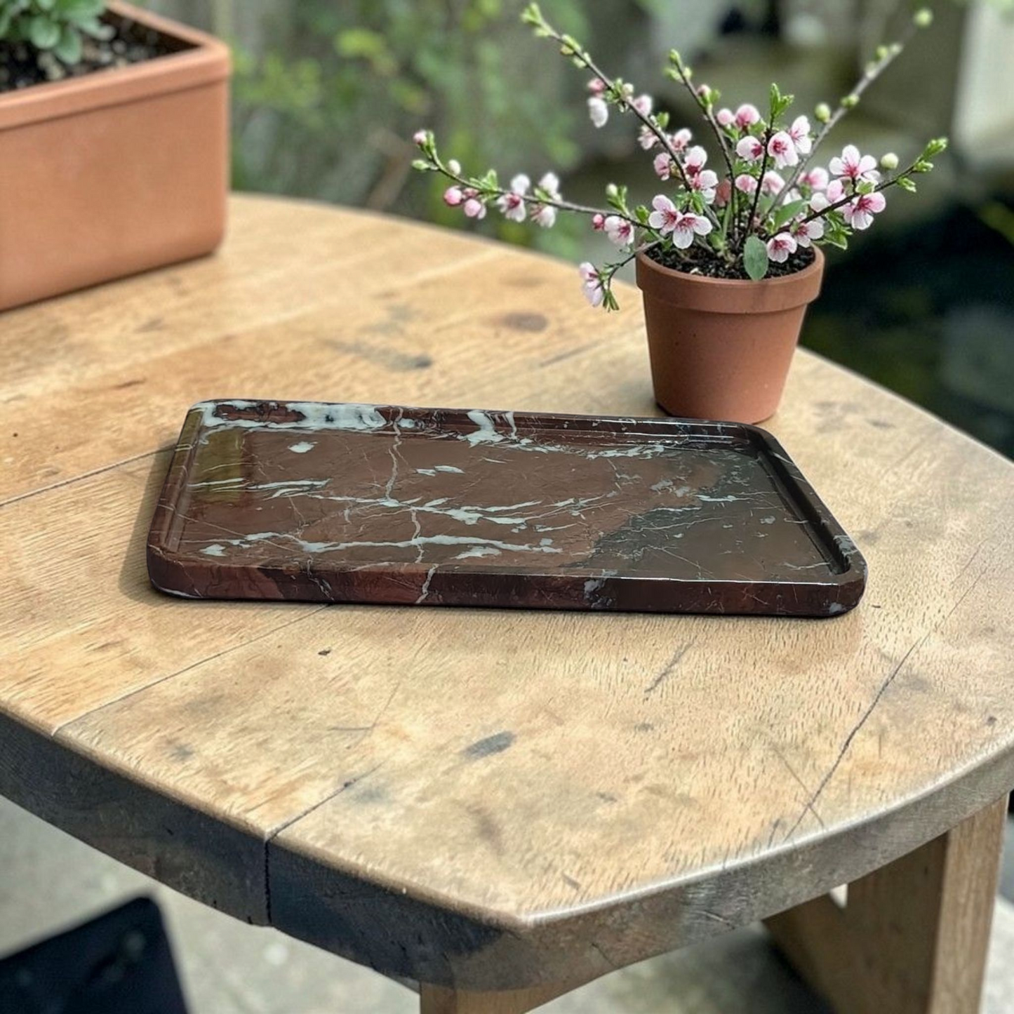 Rectangular Red Levanto marble serving tray