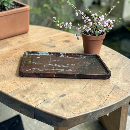 Rectangular Red Levanto marble serving tray