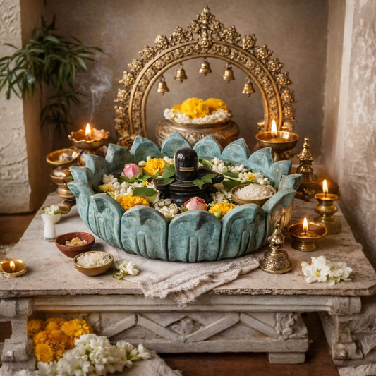 Sacred Bloom Decorative Green Marble Bowl