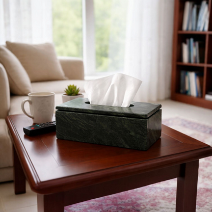Heritage Green Marble Tissue Holder