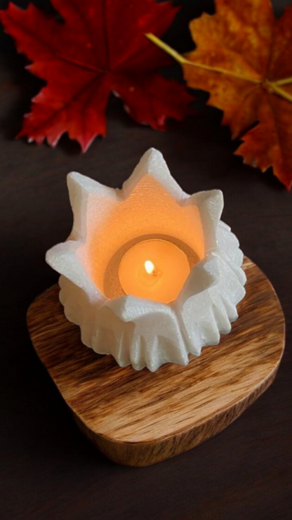 White Mable Lotus Candle Holder