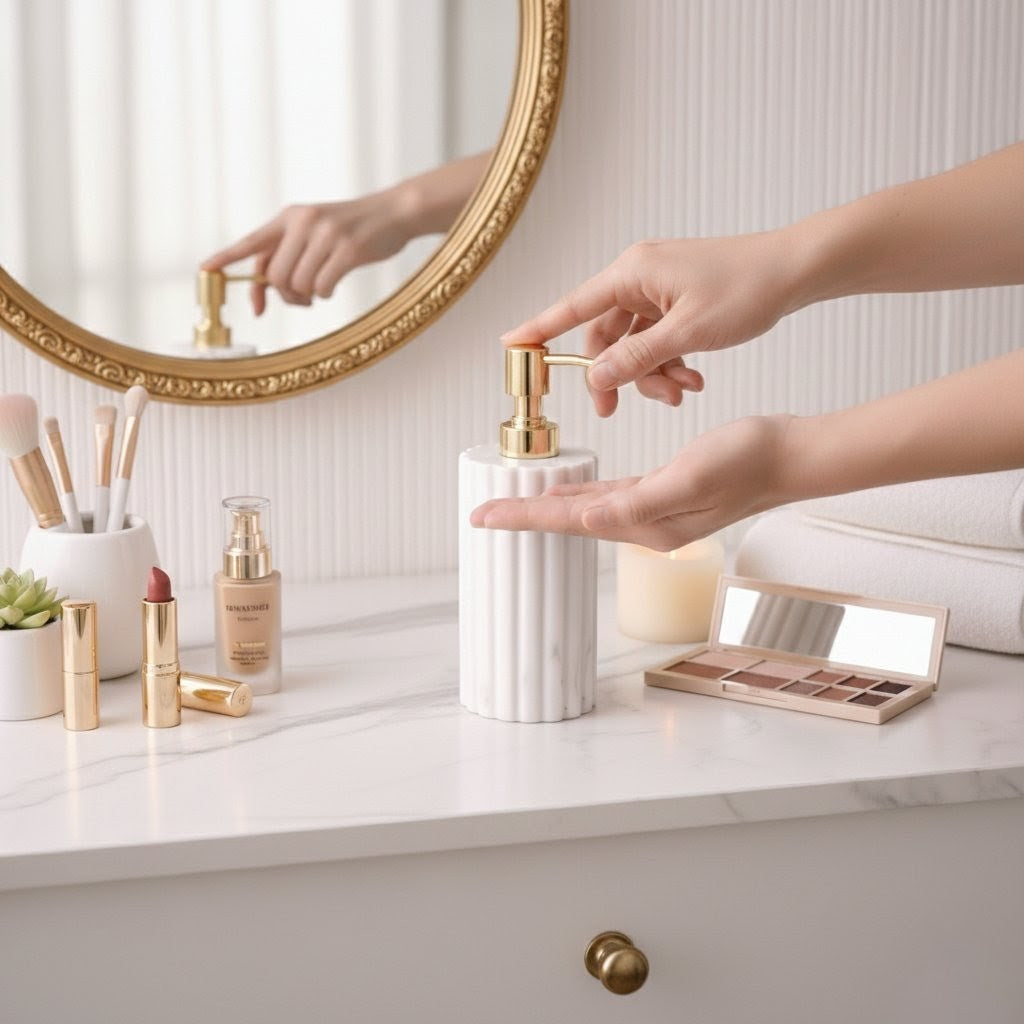 Fluted Marble Soap Dispenser