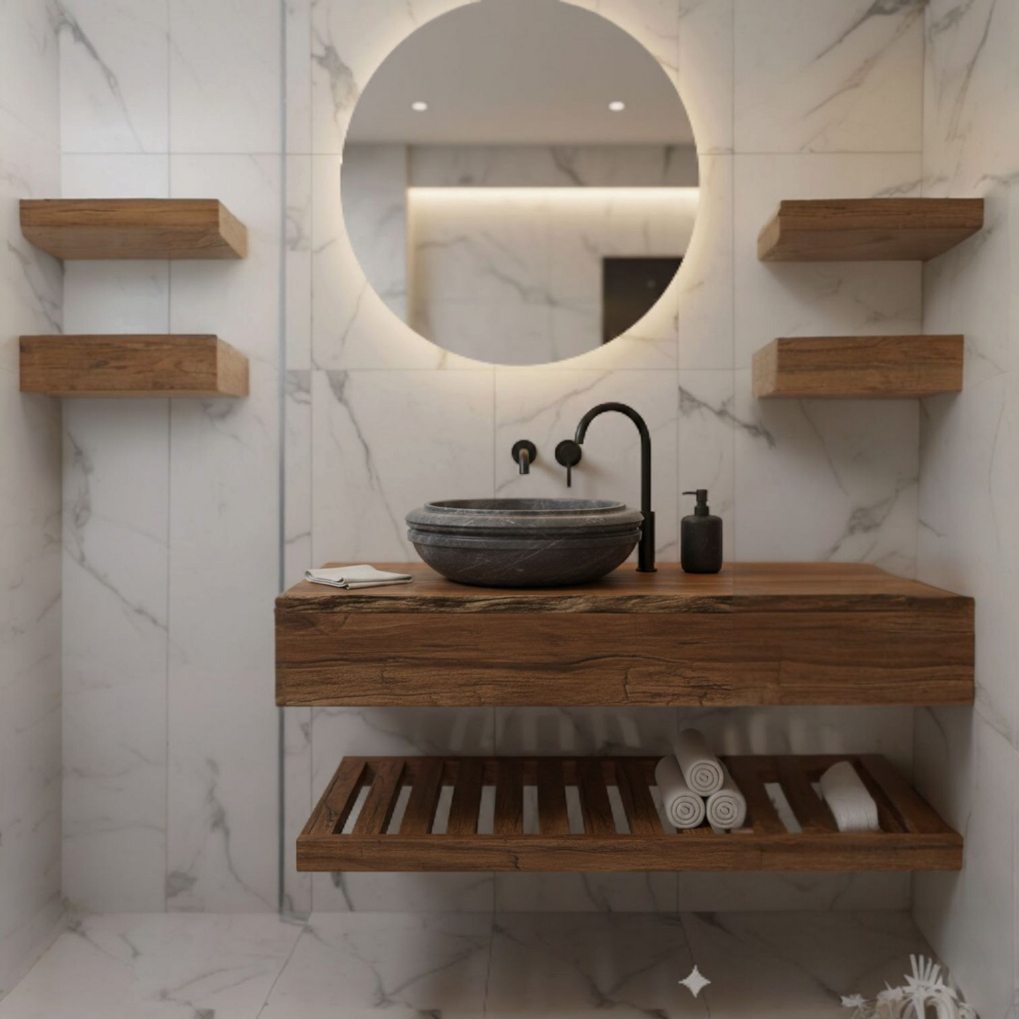 Prakriti Round Black Marble Basin