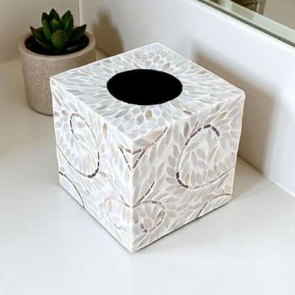 Elegant Mother of Pearl Mosaic Tissue Box