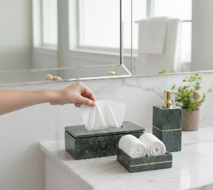 Luxury Green Marble Bathroom Essentials Combo