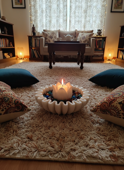 Serenity Glow Marble Candle & Decorative Bowl Combo